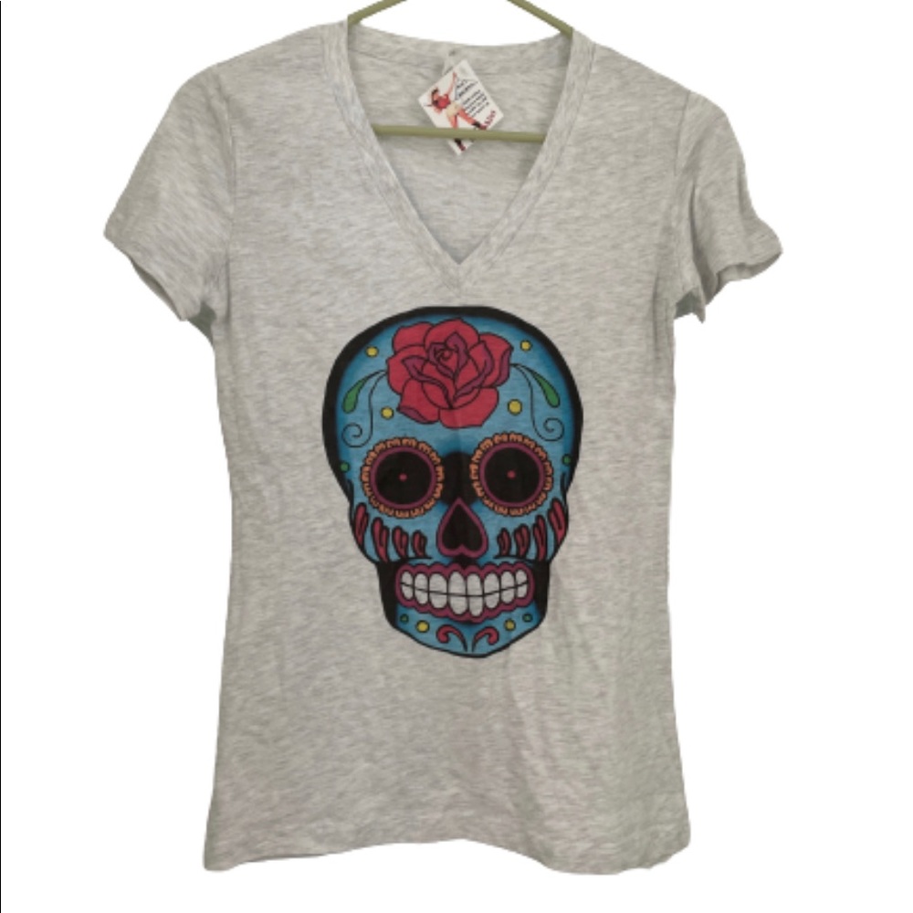 NEW W TAGS- Bella Canvas 100% Cotton Dia de los Muertos Sugar Skull- Size Small